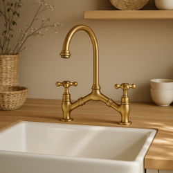 PB classic Nostalgische klassieke keukenkraan Brons met variabele hart afstand 2 gats 18-25cm 1208954352